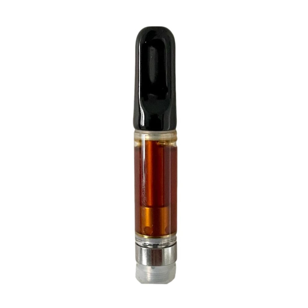 Premium 5-MeO-DMT vape cartridge with ceramic core heating element and clear glass 510-thread hardware.