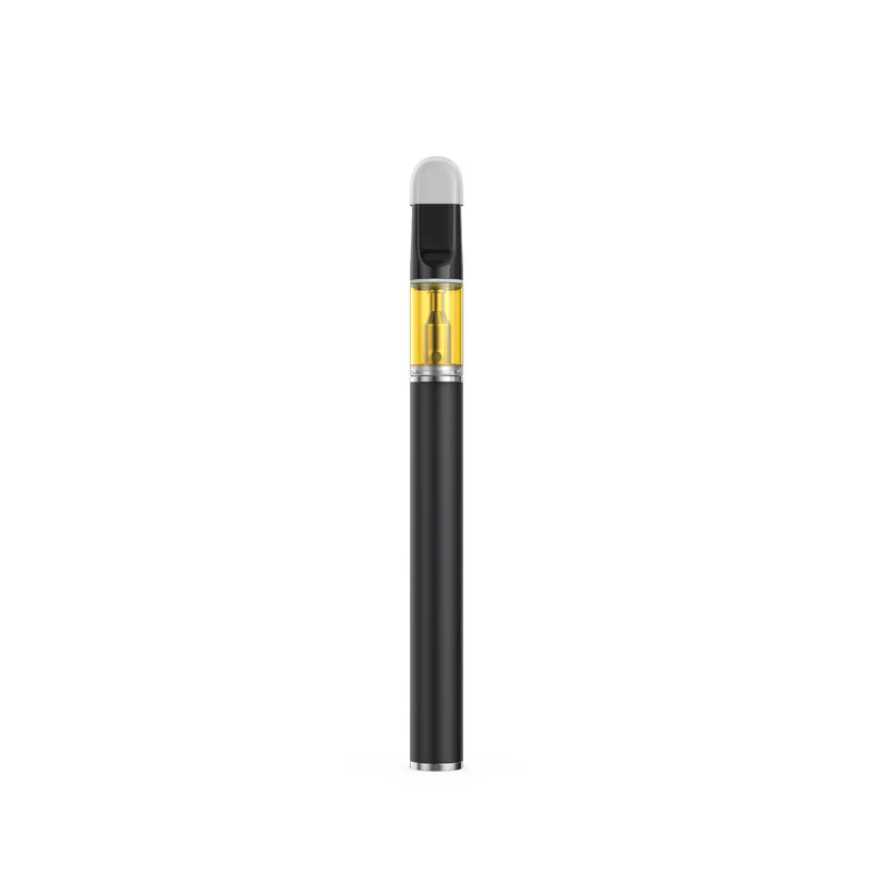 A sleek black calibrated DMT Vape Pen with a clear 0.5ml distillate tank and an integrated ceramic core heating element.