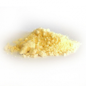 Pure off-white 5-MeO-DMT crystalline powder isolate for laboratory research.